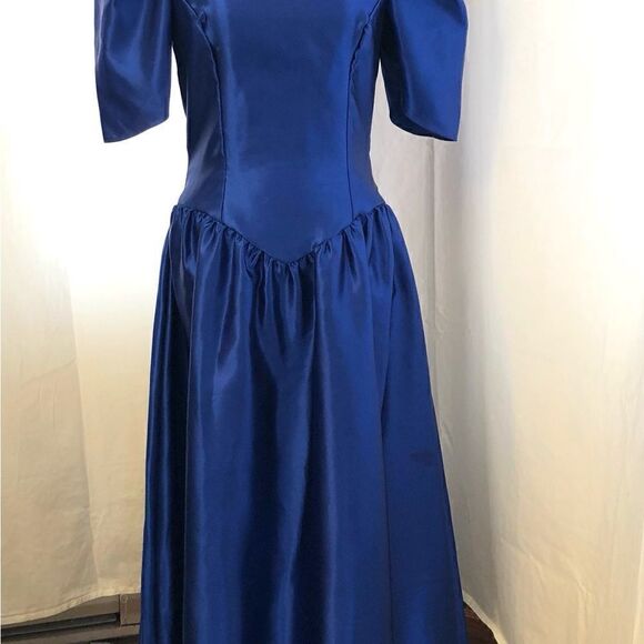 Vintage Alfred Angelo dream maker royal blue all satin dress size S - Picture 3 of 13
